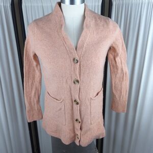Madewell 100% Merino Wool Sweater, Button Up, Pink,‎ Size XS